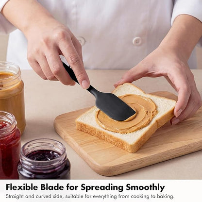 3 Pieces Silicone Spatula Set: Ironberry 600ºF Heat Resistant Food Grade Cooking & Baking Utensils, Kitchen Flexible Nonstick Rubber Scraper for Scraping, Mixing, Scrambling, Flipping (Black)