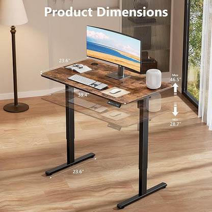 Electric Standing Desk 40 x 24 Inches, Height Adjustable Sit Stand Home Office Computer Desk with Memory Presets,Brown