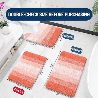 OLANLY Bathroom Runner Rugs Mat 47x17, Extra Soft Absorbent Microfiber Bath Rugs, Rubber Backing, Quick Dry, Washable Long Bath Mats for Bathroom Floor, Tub and Shower, Home Decor Accessories, Coral