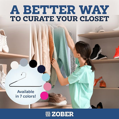 Zober Pants Hangers Non Slip - Open Ended Pants and Jean Hangers for Closet - Space Saving Clothes Hanger - Strong, Durable, Metal Pant Hangers (Black 2O Pack)