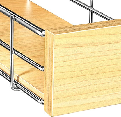 LYNK PROFESSIONAL® SELECT™ Pull Out Under Sink Kitchen Cabinet Organizer - 11.5 in. x 21 inch deep Drawer - Sliding Shelf Organizer and Undersink Storage Shelves - Lifetime Ltd. Warranty – Chrome