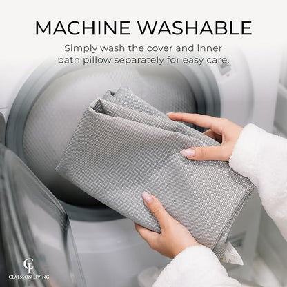 Luxury Bath Pillow for Tub - Thick and Comfortable Bathtub Pillow Support for Head and Neck and Back - Washable Quick-Drying Bath Pillows - Bath Cushion for Home Spa - Fits Any Bathtub - Light Gray
