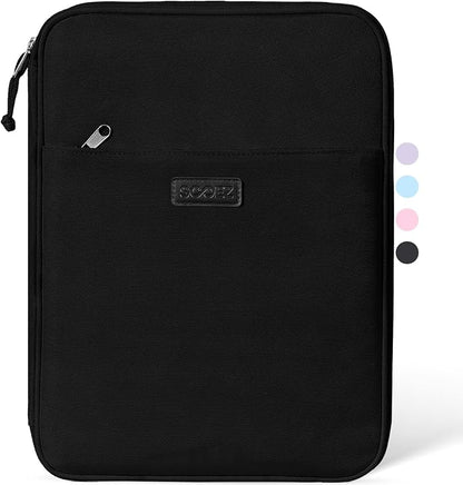 Sooez Zipper Binder Bag, 1 Inch Binders 3 Ring O-Ring, 5-Tab Dividers Expanding File Folder, 500-Sheet Capacity Three Ring Binder, Cute Organizer Storage for Student School Classroom Supplies, Black