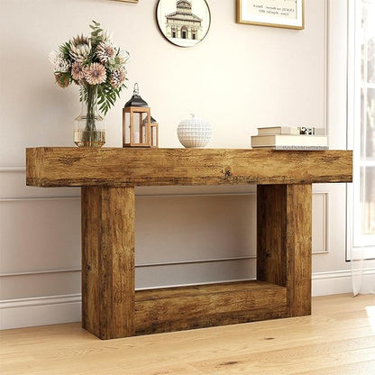 Spaco 63'' Long Console Table,2 Tier Farmhouse Entryway Table Sofa Table with Storage,Wood Behind Couch Table for Living Room, Hallway,Foyer