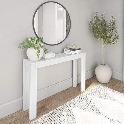 Plank+Beam Modern Solid Wood Console Table, 46 Inch, Sofa Table, Narrow Entryway Table for Hallway, Behind The Couch, Living Room, Foyer, Easy Assembly, White