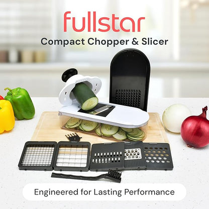 Fullstar Core Vegetable Chopper - Chop and Slice Lid - Food Chopper with Container, Veggie Chopper, Fruit Slicer, Onion Dicer - Meal Prep Essential - Kitchen Gadgets and Gifts (6-in-1, White/Black)