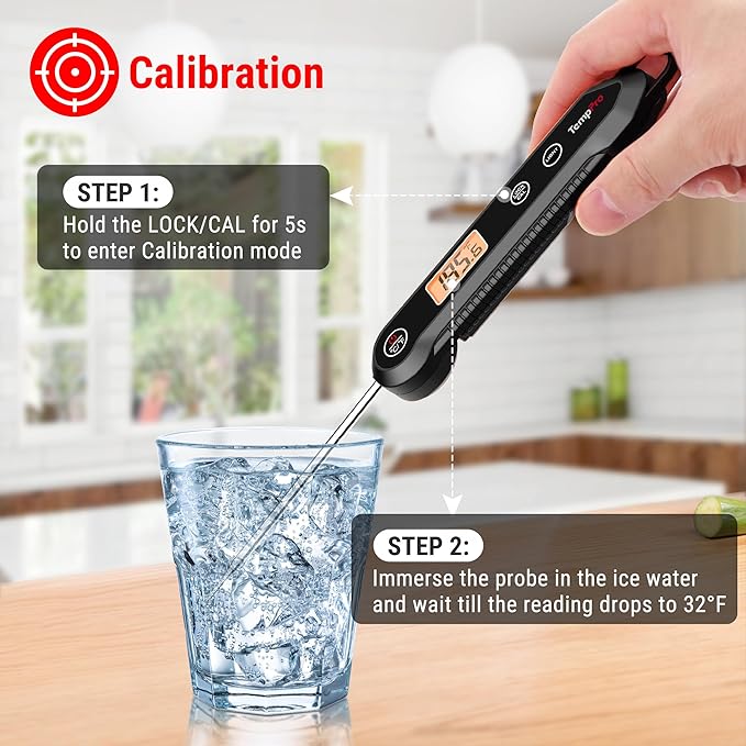 TempPro Digital Instant Read Meat Thermometer for Grilling Waterproof Kitchen Food Thermometer with Calibration Backlight Baking Bread Candy Thermometer Cooking Tools Utensils (Previously ThermoPro)