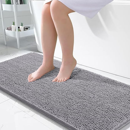 OLANLY Large Bathroom Rugs 50x30, Extra Soft Absorbent Chenille Bath Rugs, Rubber Backing Quick Dry, Machine Washable Bath Mats for Bathroom Floor, Tub and Shower, Home Decor Accessories, Grey