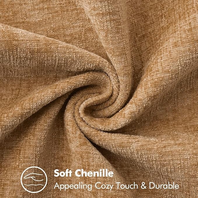 MIULEE Pack of 2 Couch Throw Pillow Covers 18x18 Inch Apricot Brown Farmhouse Decorative Pillow Covers with Stitched Edge Soft Chenille Solid Dyed Spring Pillow Covers for Sofa Bed Living Room