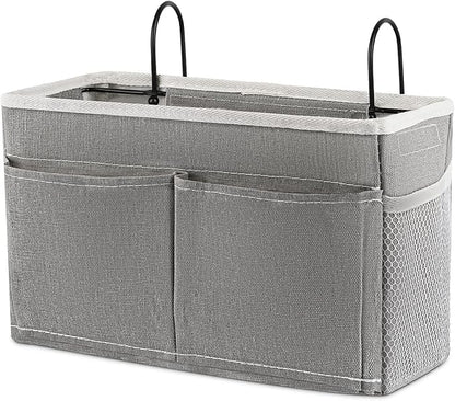 Bedside Caddy Bedside Hanging Storage Basket Bed Caddy for Headboards Bunk Dorm Rooms Crib Beds Rails Organizer (Grey)