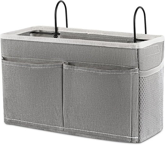 Bedside Caddy Bedside Hanging Storage Basket Bed Caddy for Headboards Bunk Dorm Rooms Crib Beds Rails Organizer (Grey)