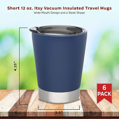 DISCOUNT PROMOS 12 oz. Itsy Vacuum Insulated Travel Mugs - 6 Pack - Blue