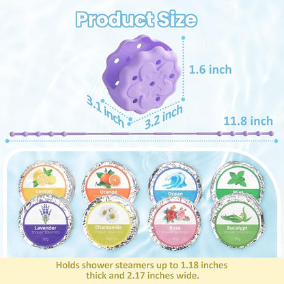 Purple Shower Steamer Tray, Hangable and Reusable Shower Steamer Holder/Hanger, Bath Bombs Holder, Shower Accessory, Aromatherapy Diffuser Containers, Bathroom Decor, Gift for Girls Women