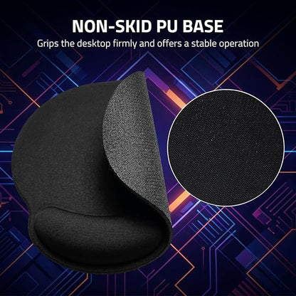10 Pack Ergonomic Mouse Pad with Wrist Rest Support, Gel Memory Foam Computer Pad for Pain Relief & Comfort, Non-Slip Base for Gaming, Office, Home Use (Black)
