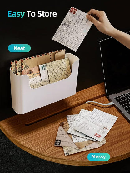 Wall Mount File Organizer Holder Mail Holder No Drilling Wall Pocket for Office, Home, Classroom, Camper, Organize Your Magazine, Book, Bills, Mail, Paperwork, Homework(Cream White, 1 PCS)