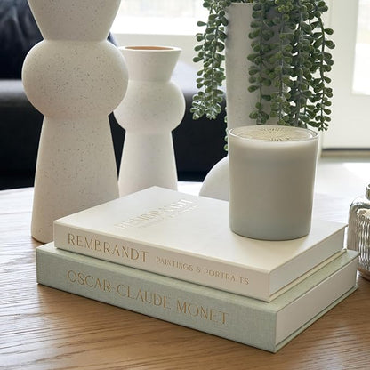 Beautiful Decorative Books - Set of 2 Linen Boxes Enhance Your Coffee Table, Bookshelf or Mantel Decor - Aesthetic Fake/Faux Books for Modern Home Decoration, Photo Storage and as a Keepsake Box