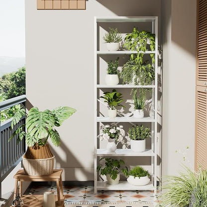 Furologee 6 Tier Book Shelf, Tall Wide Bookshelf, Modern Open Bookcase, Display Shelves Storage Organizer, Shelving Unit for Living Room, Home Office, Bedroom, Kitchen, White