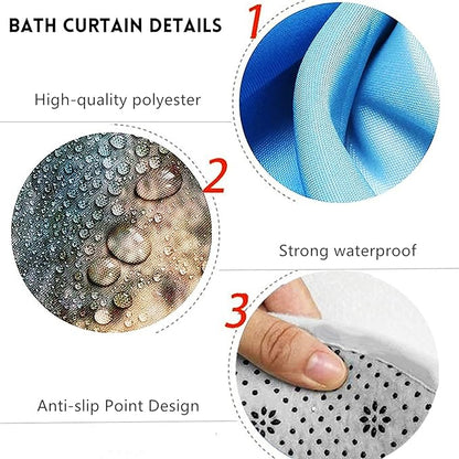 Nkzply 4 Pcs Farmhouse Shower Curtain Rustic Bathroom Sets with Shower Curtain and Rugs Floral Shower Curtain Set Green Leaves Bathroom Decor Vintage Bathroom Rugs Set Toilet Lid Cover Hooks