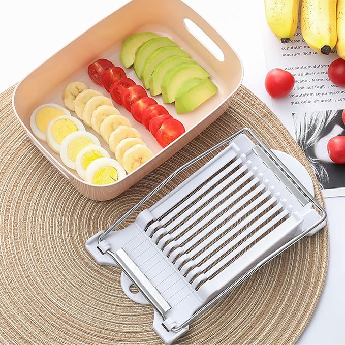 FENGCHEN Spam Slicer, Easy Luncheon Meat Cutter with Stainless Wires, Multi-purpose Soft Food Cutter for Luncheon Meat, Fruit of Kitchen Home Use, Durable and Rust Resistant Food Prep Accessory,White