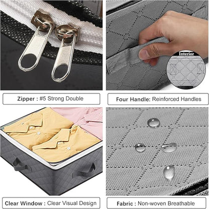 4 Pack Under Bed Storage, 90L Collapsible Closet Containers Organizers and Under Bed Storage Bins, Underbed Storage Bags for Wrapping Paper, Blanket, Towels, Clothes, Comforter, Sweaters, Linen Sheet