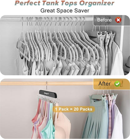 Gomyrod Bra Hanger for Closet, 2 Pack Tank Top Hangers w/20 Hooks Holds 40 Bras, Capacity Foldable Wood Space Saving Hanger, 360°Rotating Closet Organizers and Storage for Dorm & Apartment（Black）