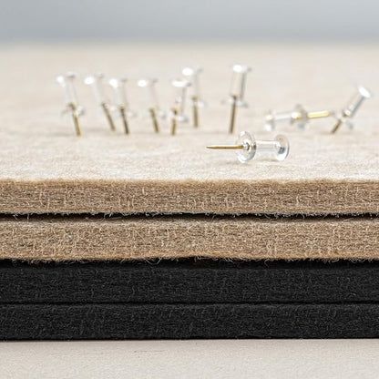 Bulletin Board, 35 x 17 1/2 inches Felt Board - Decorative Pin Board, Cork Board Alternative for Wall, Foldable Self-Adhesive Vision Board Prayer Board with 20 Pushpins Black