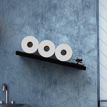 Artori Floating Toilet Paper Shelf Storage - Bathroom Wall Decorations, Tilted Wall Toilet Paper Holder, Mounted Toilet Decor Organizer for Tissue Rolls, Wipes, Towels, & More - Avalanche Ski2