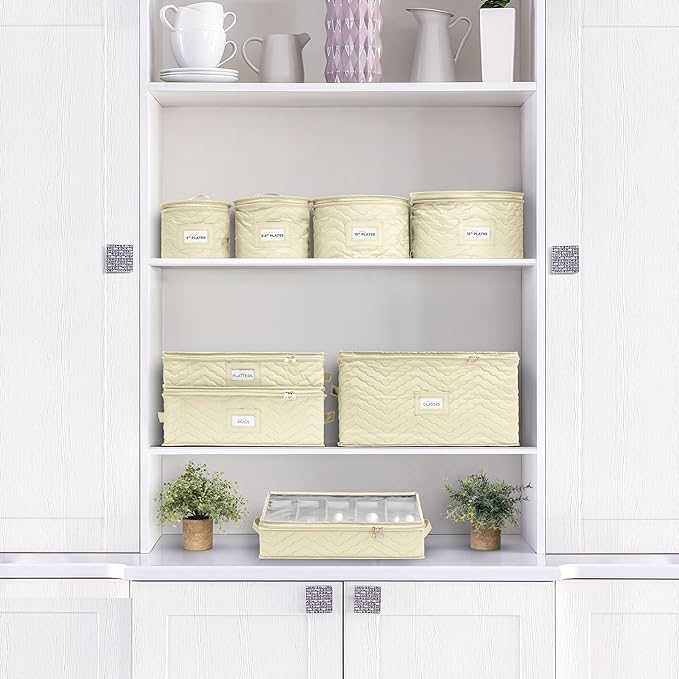 Sorbus Coffee Mug Organizer - Display Storage Case with Quilted Exterior, Label Windows, Handles & Dividers (Fits 12 Mugs)