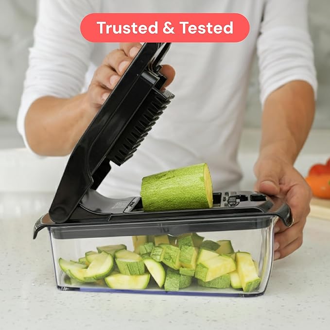 Fullstar The Original Pro Chopper - Vegetable Chopper and Slicer, Food Chopper with Container, Fruit Slicer, Kitchen Gadgets & Gifts, Home Essentials (6 in 1, Black)