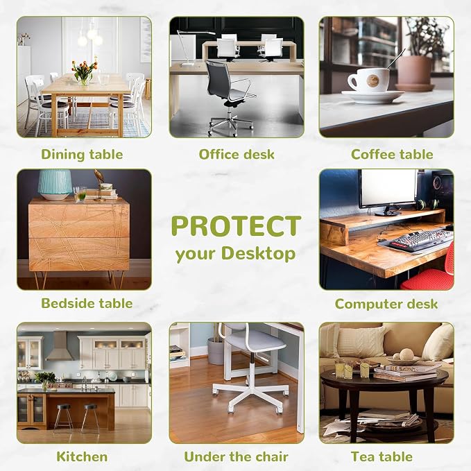 38 x 76 Inch Clear Table Cover Protector, Clear Table Protector for Dining Room Table, 1.5mm Plastic Table Cover, Waterproof Table Pad for Kitchen, Office