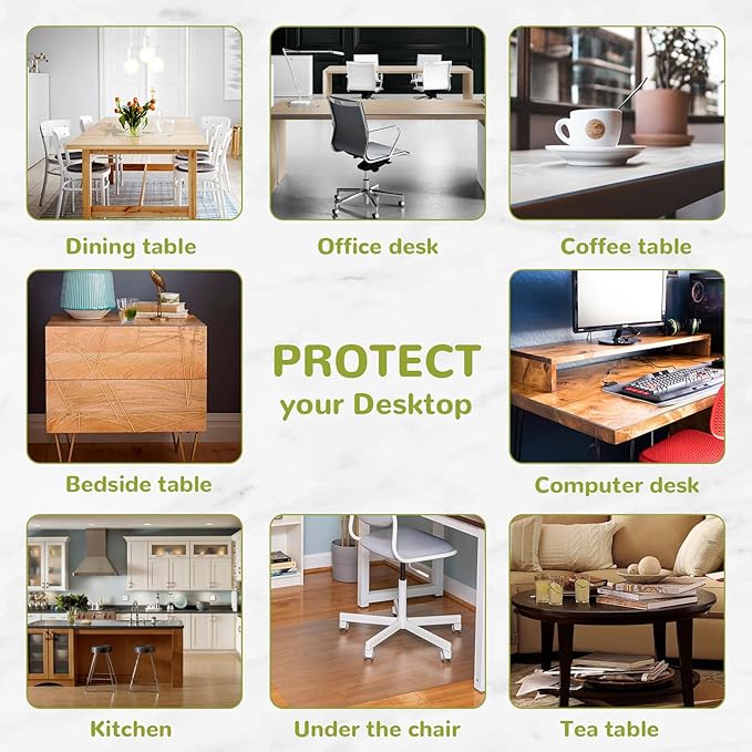 36 x 84 Inch Clear Table Cover Protector, Clear Table Protector for Dining Room Table, 1.5mm Plastic Table Cover, Waterproof Table Pad for Kitchen, Office