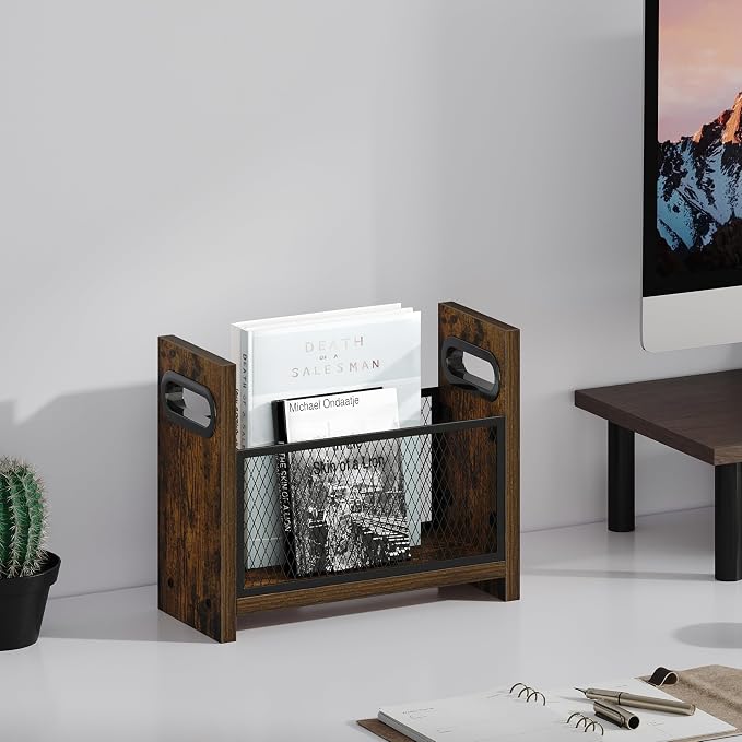 Magazine Rack, Magazine Holder for Magazines Books Newspapers in Home Office, Magazine Basket, Magazine Storage, Magazine File Holder for Desktop, Small