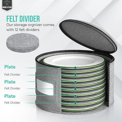 4-Piece Dish Storage Container Set – Hard Shell Dinnerware Organizer with Dividers for Plates, Stackable, and Ideal for Fine China Storage, Kitchen Organization & Moving Supplies – Grey