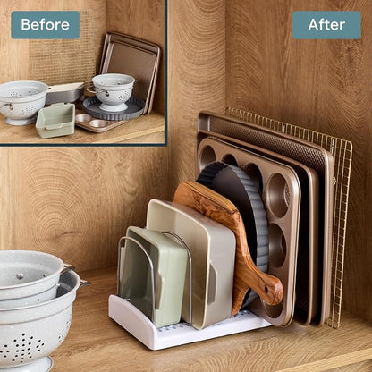 YouCopia StoreMore Bakeware Rack, Adjustable Dividers, Baking Pan Organizer