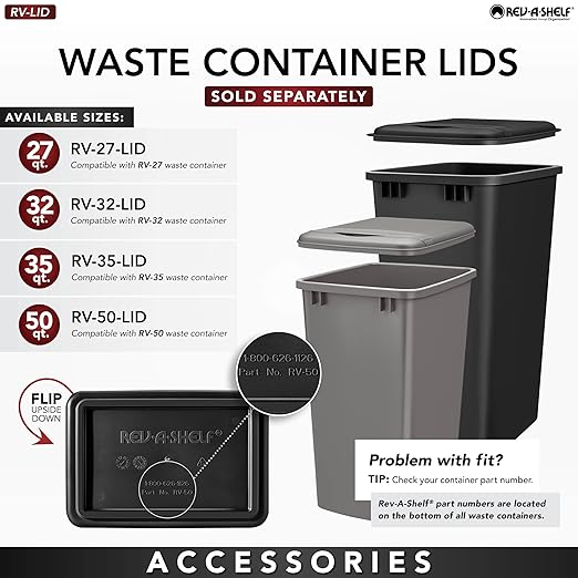 Rev-A-Shelf Double 35 Qt Pullout Trash Cans with Soft-Close for Under Kitchen Cabinets, Min Opening Width of 14.5", White, 53WC-1835SCDM-211