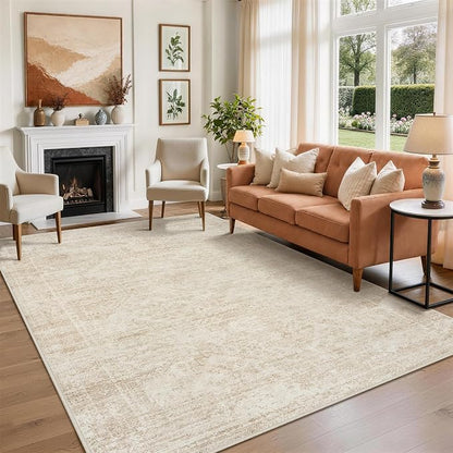 6x9 Area Rugs for Living Room Rug Washable: Abstract Rug for Dining Room Bedroom Carpet Non Slip 6 by 9 Indoor Modern Nursery Home Office Beige