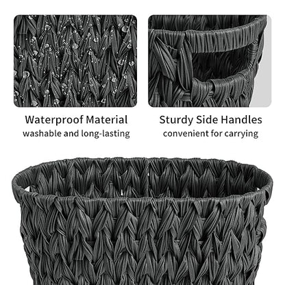 GRANNY SAYS Wicker Waste Basket, Waterproof Bathroom Trash Can, Decorative Boho Waste Baskets with Handles, Waste Basket for Bedroom, Office, 19 Liters/5 Gallons