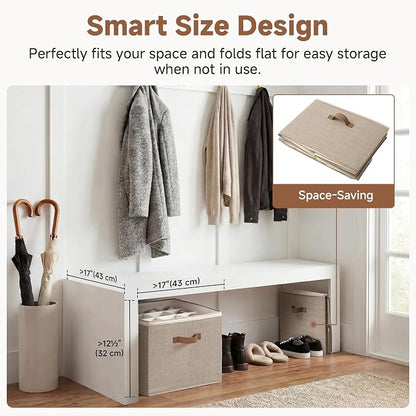 StorageWorks Shoe Organizer for Closet, Shoe Cubby Storage Containers with Adjustable Dividers and Clear Cover, Foldable Shoe Storage Box for Sandals, Sneakers, Fits up to 16 Pairs, Taupe | Fits up to 16 Pairs