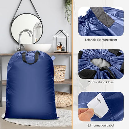 Isink Extra Large Heavy Duty Laundry Bag - 28" x 40", Travel Laundry Bag for Dirty Clothes, Camping & Travel (Navy)