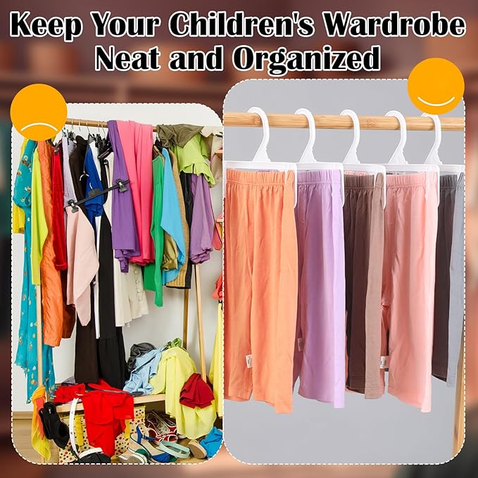 100pcs Kids Pants & Skirt Hangers, Baby Hangers Plastic Pants Hanger Closet Organizer Skirt Clothes Space Saving for Children Wardrobe Organization and Retail Store