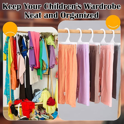 100pcs Kids Pants & Skirt Hangers, Baby Hangers Plastic Pants Hanger Closet Organizer Skirt Clothes Space Saving for Children Wardrobe Organization and Retail Store