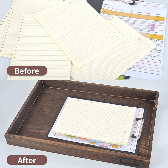 11 x 17 Paper Tray Organizer Legal Size Desk Tray Wooden Paper Tray Organizer Tabloid Size Document Folder for Engineering Office &Home Desktop Document Organizer