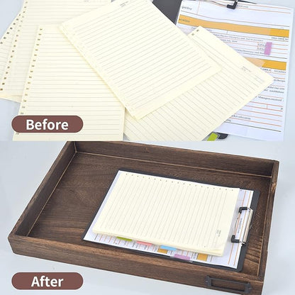 11 x 17 Paper Tray Organizer Legal Size Desk Tray Wooden Paper Tray Organizer Tabloid Size Document Folder for Engineering Office &Home Desktop Document Organizer