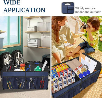 Femuar Car Trunk Organizer, Collapsible, Waterproof, Non-Slip, Blue, 52L, 5 Compartments, Rectangular, Portable, Practical/Functional