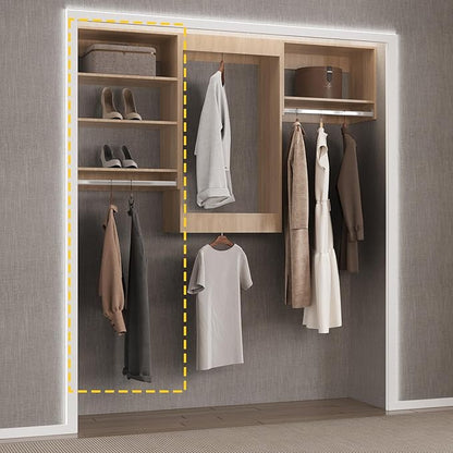 Medium Double Hanging Closet Unit, Modular Closet System, Wood Closet System Organizer with Storage for Walk In Closets, Clothing Rack Closet for Hanging Clothes, Bedroom, 28.5"W