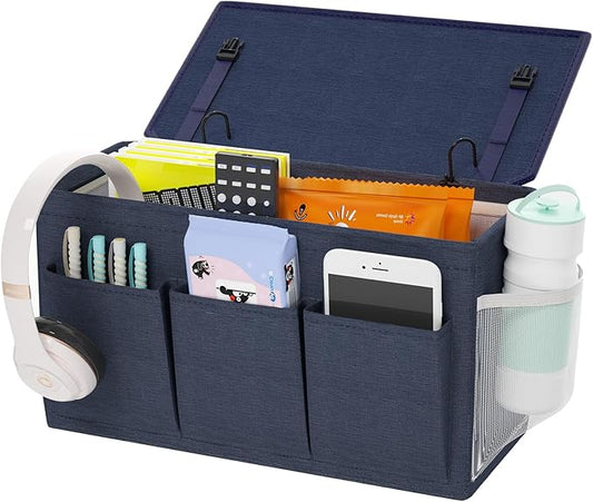 Edudif Dual-purpose Bedside Caddy Bedside Organizer, Bed Caddy with 6 Pockets, Versatile Bedside Storage Solution Magazine Remotes holder, ideal for Home, Dorm, Hospital, Crib Bed