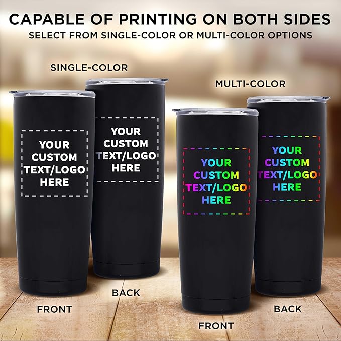 Custom Pipette Stainless Steel Coffee Tumblers 20 oz. Set of 24, Personalized Bulk Pack - Double Wall, Perfect for Coffee, Hot Cocoa, Other Hot & Cold Beverages - Black