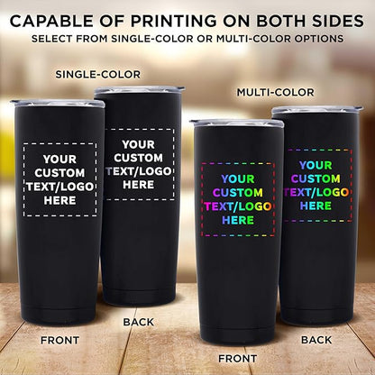 Custom Pipette Stainless Steel Coffee Tumblers 20 oz. Set of 12, Personalized Bulk Pack - Double Wall, Perfect for Coffee, Hot Cocoa, Other Hot & Cold Beverages - Black