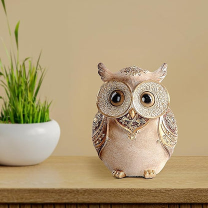 Smadeer Owl Statue for Home Decoration for Shelf Bookshelf OfficeTable Indoor Decor Accents Adorable Big Eye Owl Statues and Sculptures Animal Owls Gift for Bird Lover Cute Figurine