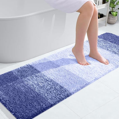 OLANLY Bathroom Runner Rugs Mat 59x20, Extra Soft Absorbent Microfiber Bath Rugs, Rubber Backing, Quick Dry, Washable Long Bath Mats for Bathroom, Tub and Shower, Home Decor Accessories, Blue-Violet